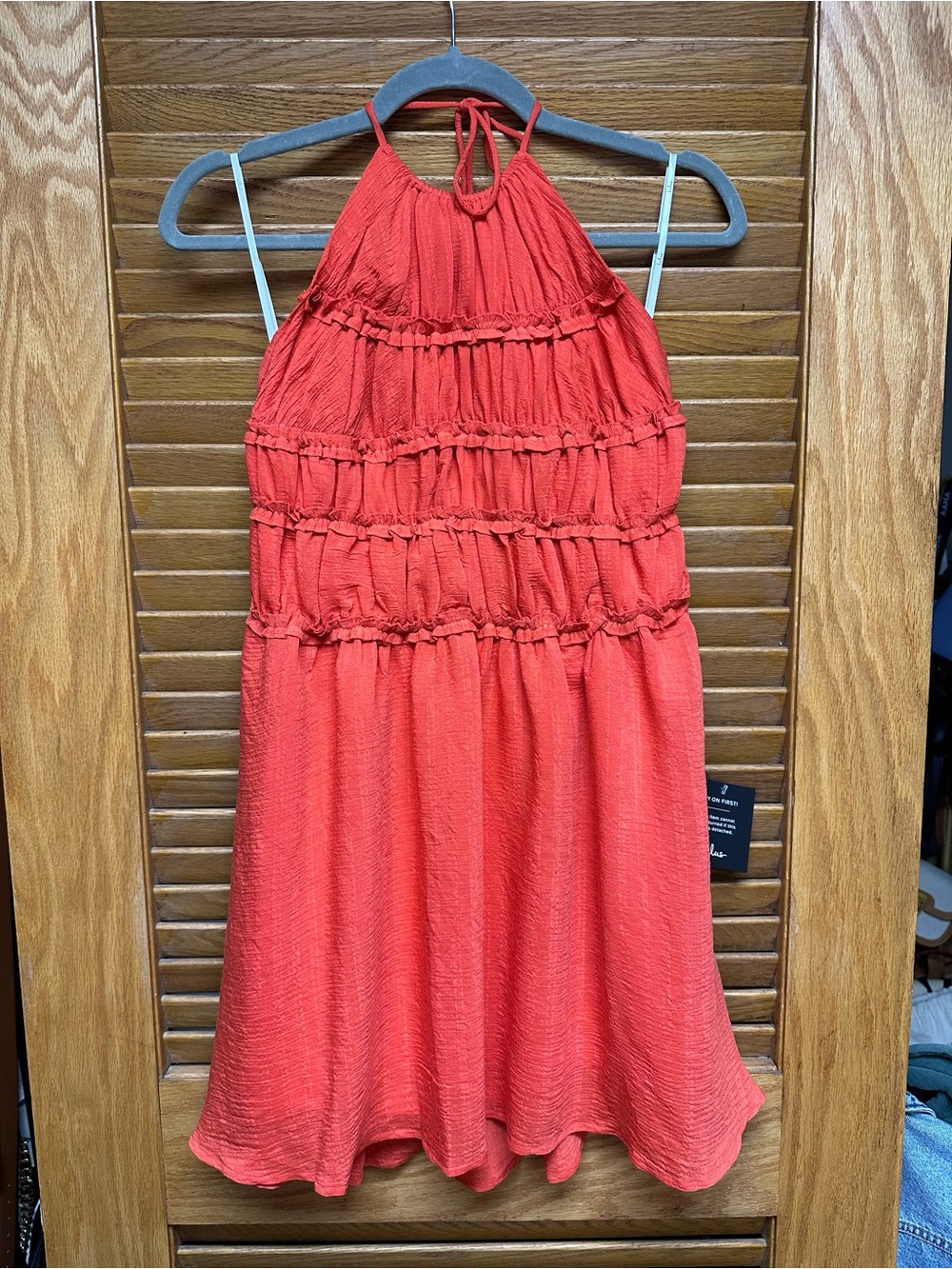 Lulu's Vibrant Orange Ruffled Mini Dress - Picture 1 of 4